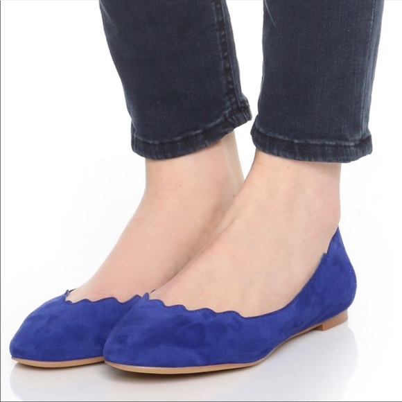 Sam Edelman Shoes - Sam Edelman Augusta blue suede scalloped ballet flats